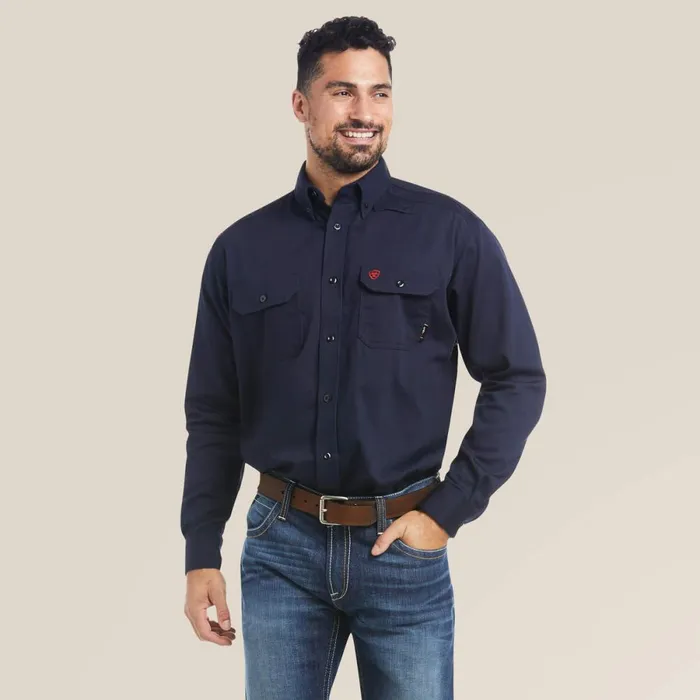 FR Solid Work Shirt Navy Men Ariat Workwear
