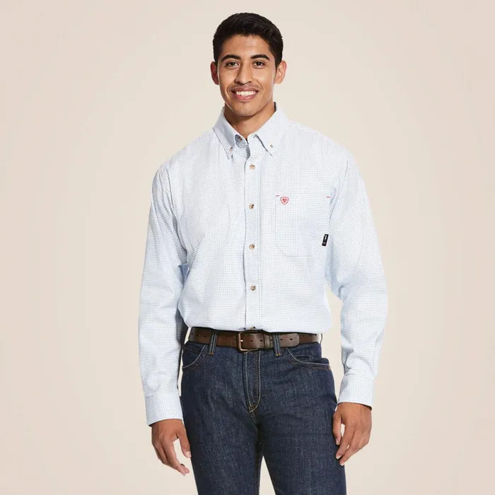 FR Twill DuraStretch Work Shirt White Multi Men Ariat Workwear