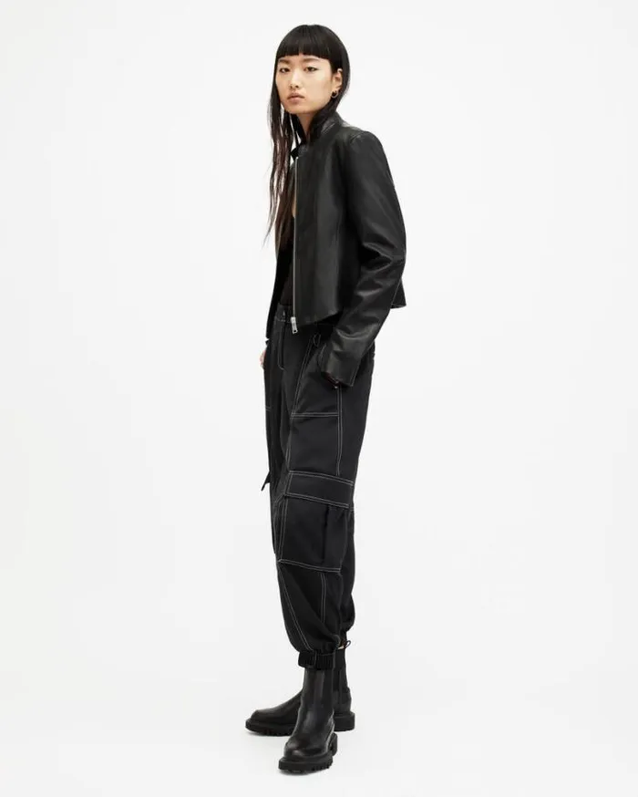 Fran High Rise Tapered Cargo Pants Black Women AllSaints Pants and Leggings