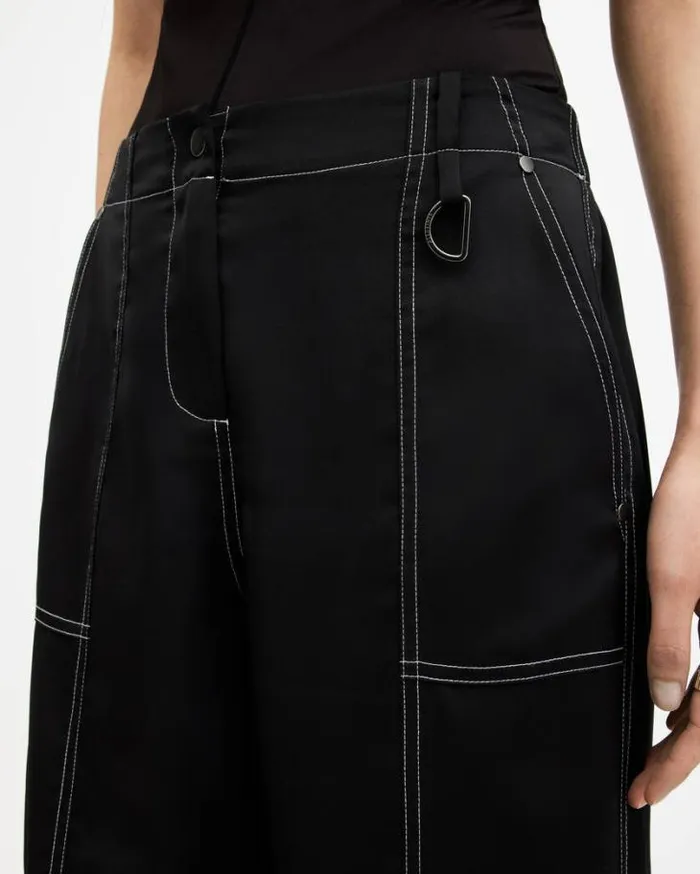 Fran High Rise Tapered Cargo Pants Black Women AllSaints Pants and Leggings