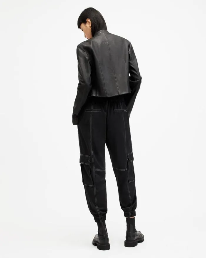 Fran High Rise Tapered Cargo Pants Black Women AllSaints Pants and Leggings