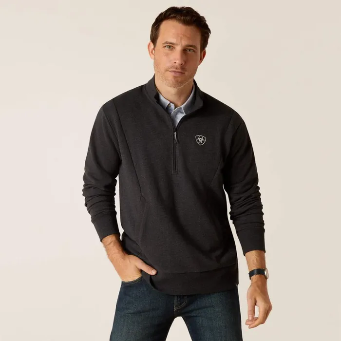 Friday Cotton 12 Zip Sweatshirt Heather Charcoal Men Ariat Sweatshirts and Hoodies
