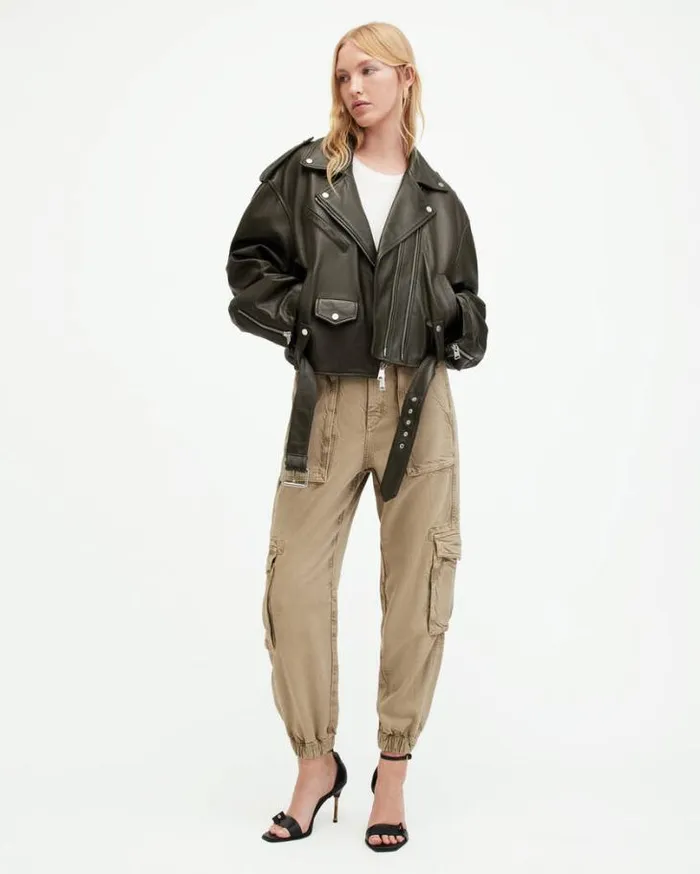 Frieda Tencel Tapered Cargo Pants Washed Olive Green Women AllSaints Pants and Leggings Frieda Tencel Tapered Cargo Pants Washed Olive Green Women AllSaints Pants and Leggings