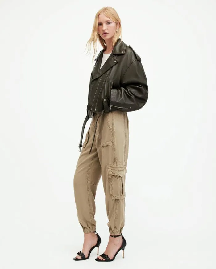 Frieda Tencel Tapered Cargo Pants Washed Olive Green Women AllSaints Pants and Leggings Frieda Tencel Tapered Cargo Pants Washed Olive Green Women AllSaints Pants and Leggings