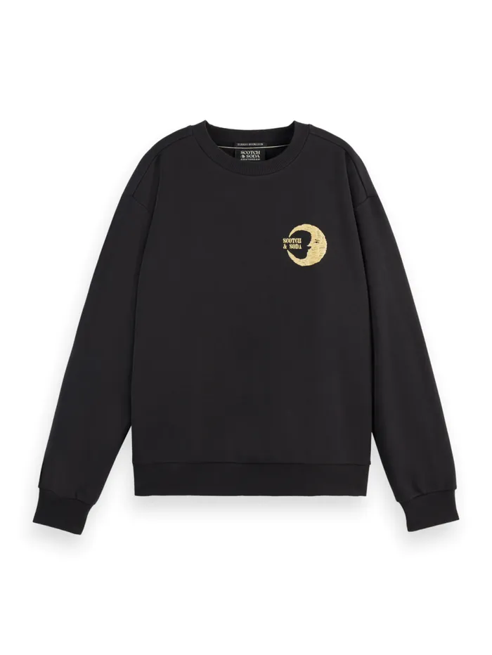 FRONT BACK FESTIVE ARTWORK RELAXED FIT SWEATSHIRT Evening Black Women Scotch and Soda Sweatshirts and Hoodies FRONT BACK FESTIVE ARTWORK RELAXED FIT SWEATSHIRT Evening Black Women Scotch and Soda Sweatshirts and Hoodies
