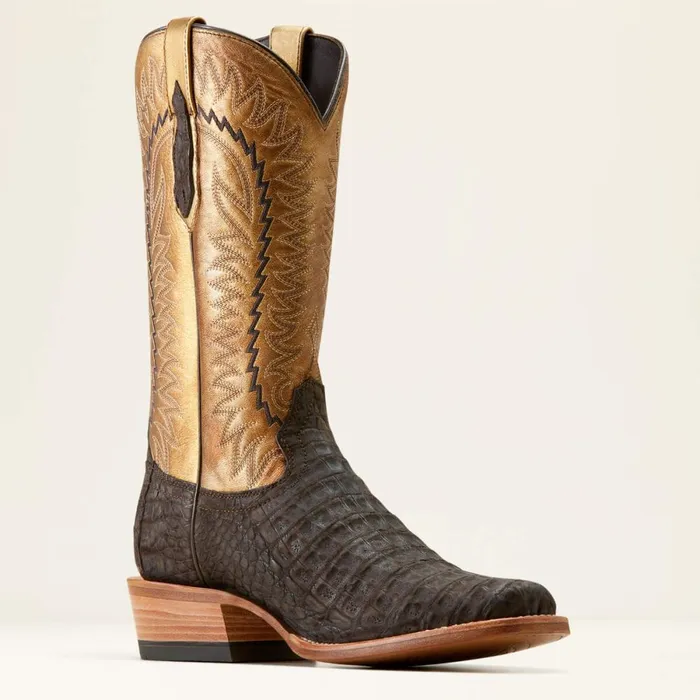 Futurity Finalist Cowboy Boot Brushed Chocolate Caiman Belly Washed Gold Men Ariat Western Boots Futurity Finalist Cowboy Boot Brushed Chocolate Caiman Belly Washed Gold Men Ariat Western Boots