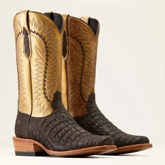 Futurity Finalist Cowboy Boot Brushed Chocolate Caiman Belly Washed Gold Men Ariat Western Boots Futurity Finalist Cowboy Boot Brushed Chocolate Caiman Belly Washed Gold Men Ariat Western Boots