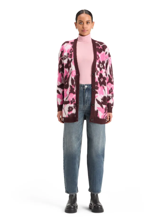 FUZZY JACQUARD MID LENGTH CARDIGAN Winter Floral Women Scotch and Soda Knitwear