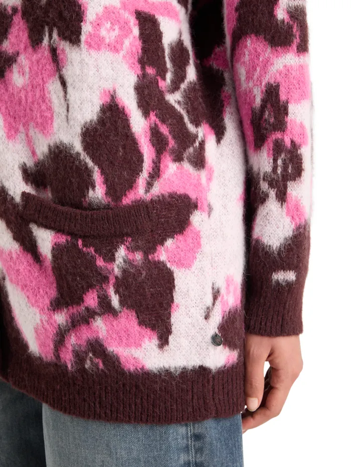 FUZZY JACQUARD MID LENGTH CARDIGAN Winter Floral Women Scotch and Soda Knitwear FUZZY JACQUARD MID LENGTH CARDIGAN Winter Floral Women Scotch and Soda Knitwear