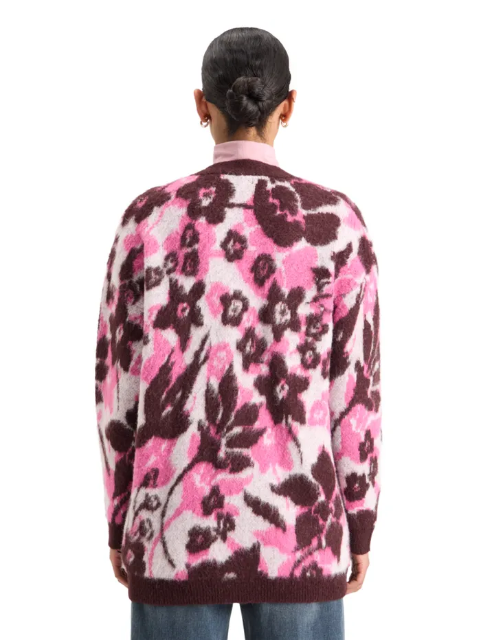 FUZZY JACQUARD MID LENGTH CARDIGAN Winter Floral Women Scotch and Soda Knitwear FUZZY JACQUARD MID LENGTH CARDIGAN Winter Floral Women Scotch and Soda Knitwear