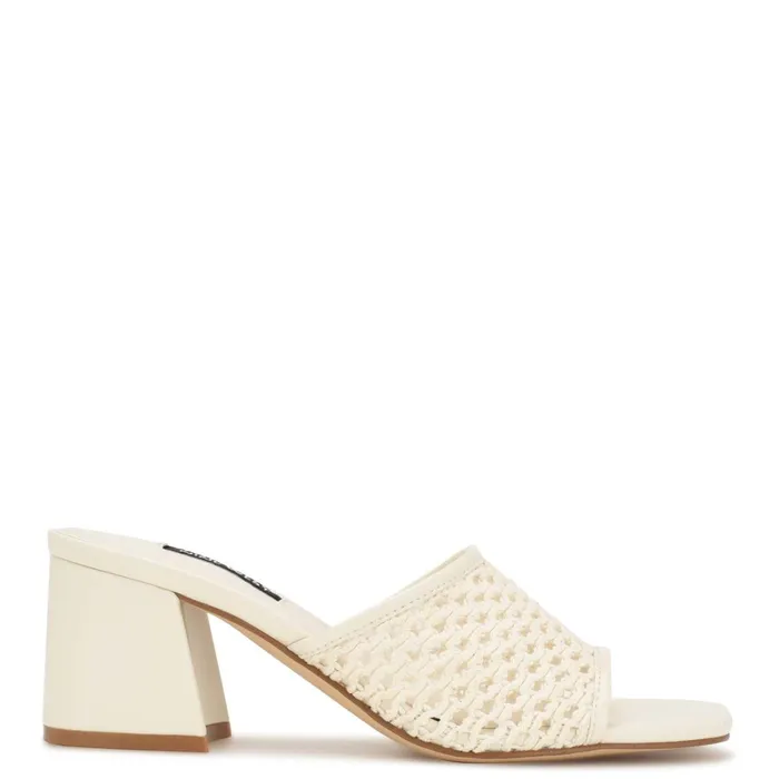 Galant Block Heel Sandals White Women Nine West Dress