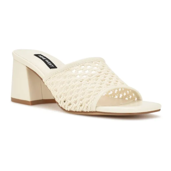 Galant Block Heel Sandals White Women Nine West Dress