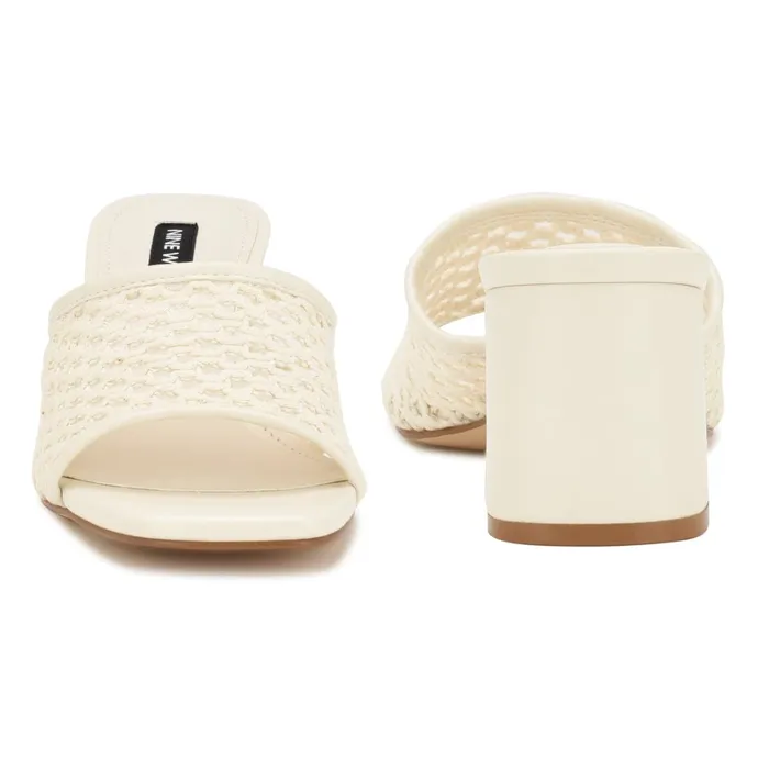 Galant Block Heel Sandals White Women Nine West Dress