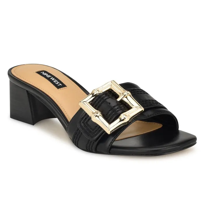 Garta Buckle Slide Sandals Black Women Nine West Dress Garta Buckle Slide Sandals Black Women Nine West Dress