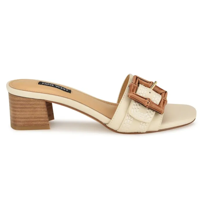 Garta Buckle Slide Sandals Chic Cream Women Nine West Dress