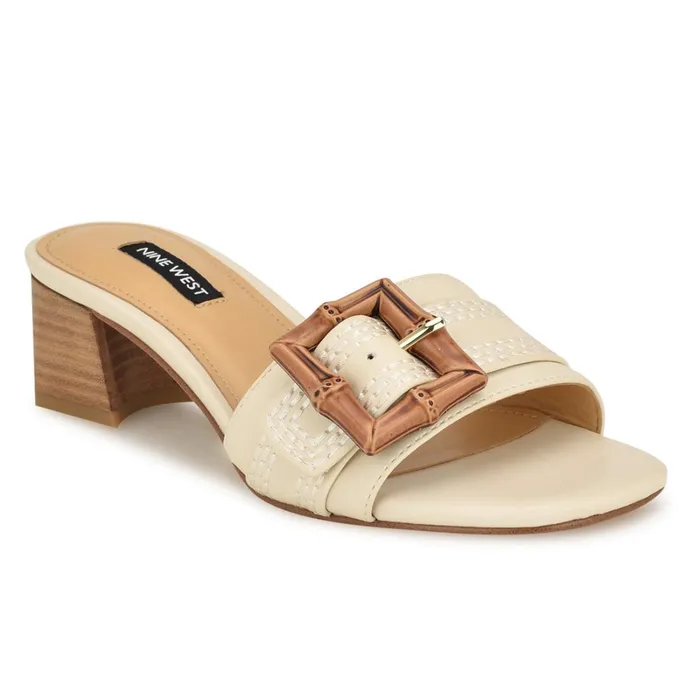 Garta Buckle Slide Sandals Chic Cream Women Nine West Dress Garta Buckle Slide Sandals Chic Cream Women Nine West Dress