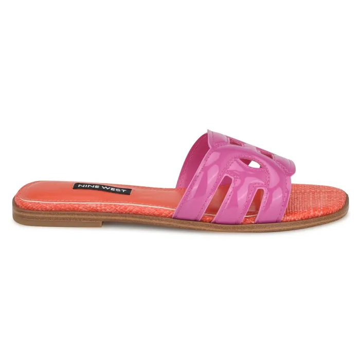 Geena Flat Slide Sandals Pinkorange Women Nine West Flats