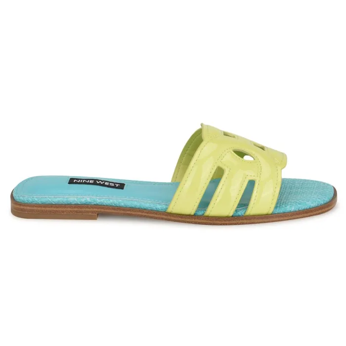 Geena Flat Slide Sandals Yellowblue Women Nine West Casual