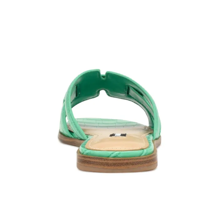 Germani Flat Slide Sandals Green Croco Women Nine West Sandals Germani Flat Slide Sandals Green Croco Women Nine West Sandals