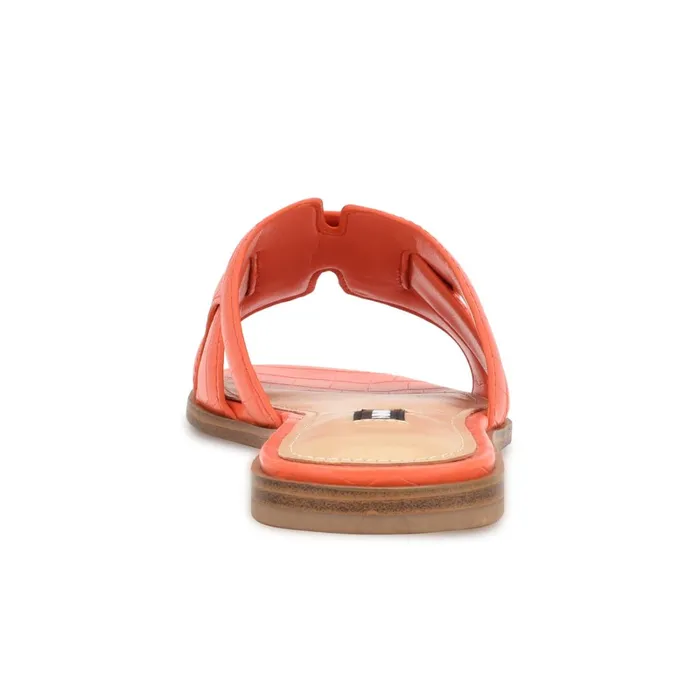 Germani Flat Slide Sandals Orange Croco Women Nine West Sandals Germani Flat Slide Sandals Orange Croco Women Nine West Sandals