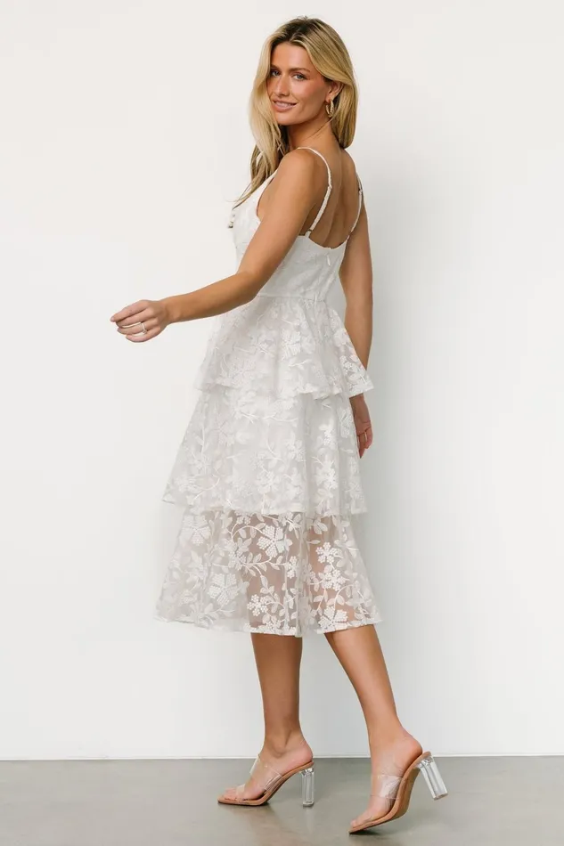 Giavanna Tiered Midi Dress Off White Women Baltic Born Bridal Giavanna Tiered Midi Dress Off White Women Baltic Born Bridal