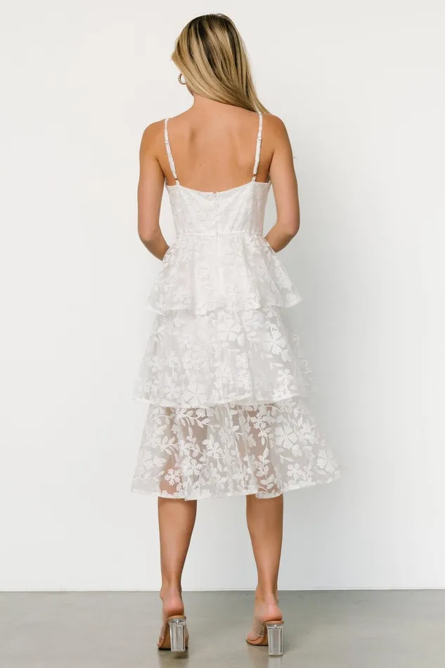 Giavanna Tiered Midi Dress Off White Women Baltic Born Bridal Giavanna Tiered Midi Dress Off White Women Baltic Born Bridal