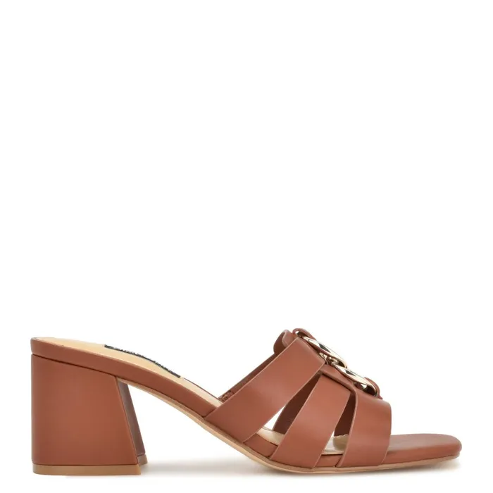 Gipper Heeled Slide Sandals Rich Coffee Women Nine West Heeled