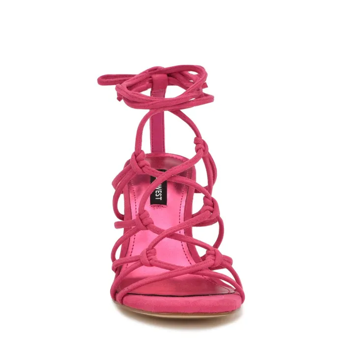 Glaven Ankle Wrap Sandals Pink Suede Women Nine West Dress Glaven Ankle Wrap Sandals Pink Suede Women Nine West Dress