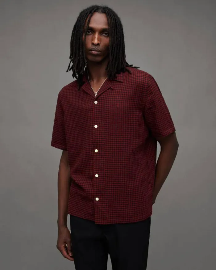 Glendale Checked Ramskull Shirt Mars Red Men AllSaints Shirts