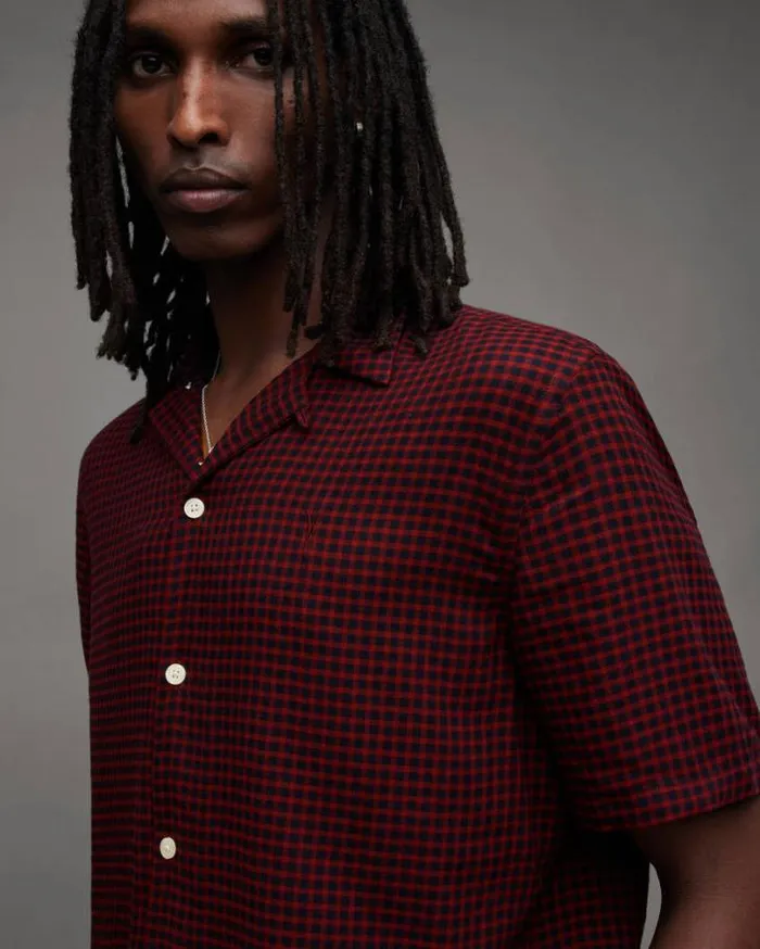 Glendale Checked Ramskull Shirt Mars Red Men AllSaints Shirts