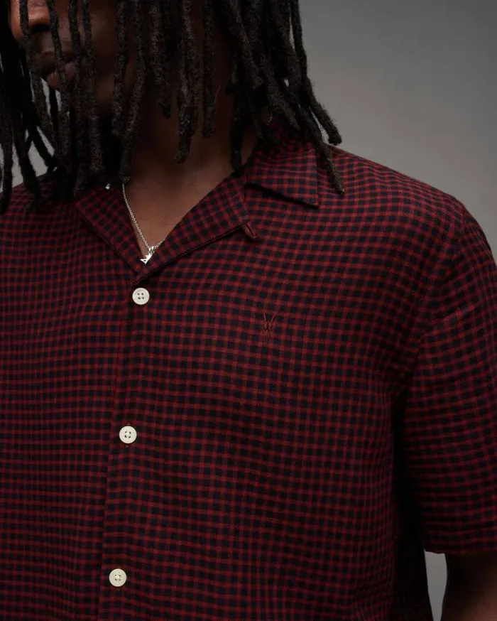 Glendale Checked Ramskull Shirt Mars Red Men AllSaints Shirts