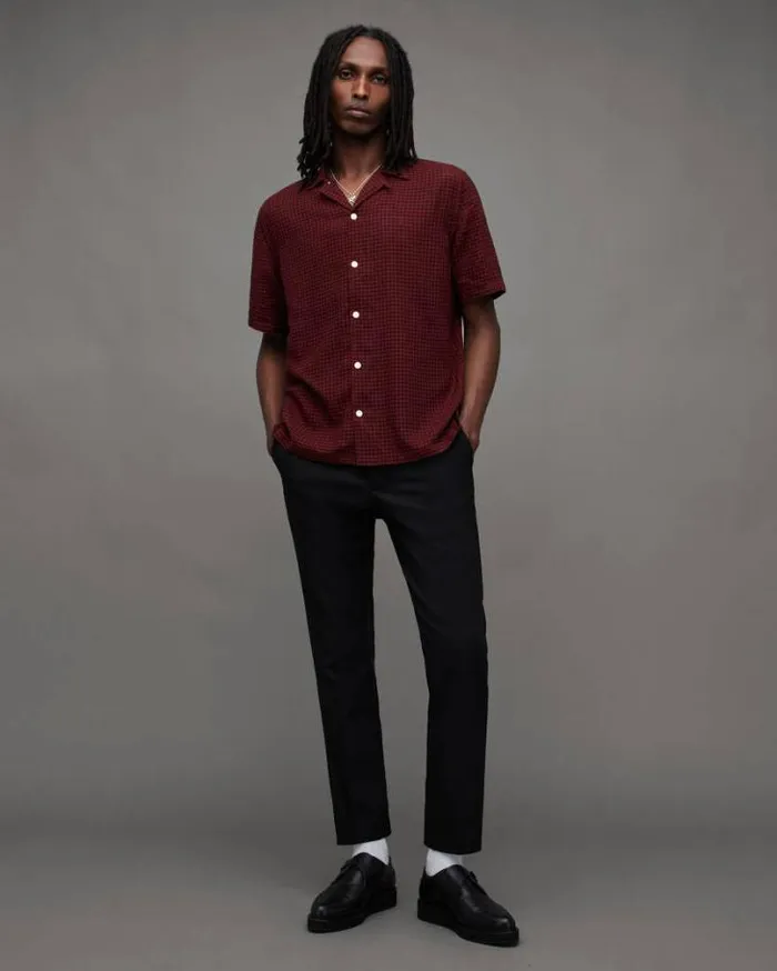 Glendale Checked Ramskull Shirt Mars Red Men AllSaints Shirts