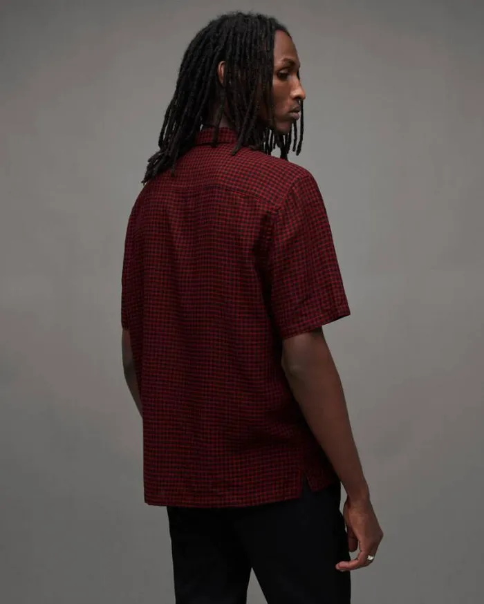Glendale Checked Ramskull Shirt Mars Red Men AllSaints Shirts