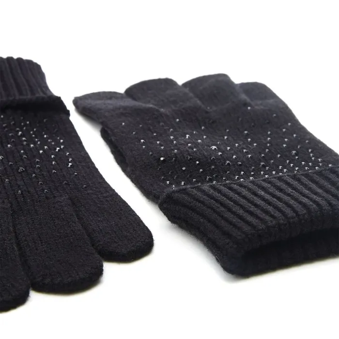 Gloves Women Moda In Pelle Praticioglove Black Textile Gloves Women Moda In Pelle Praticioglove Black Textile