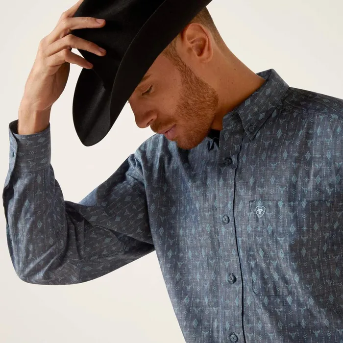 Graham Classic Fit Shirt Blue Men Ariat Button Down Shirts Graham Classic Fit Shirt Blue Men Ariat Button Down Shirts