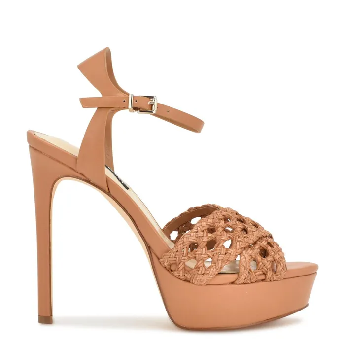 Grecia Platform Sandals Medium Natural Women Nine West High Heels