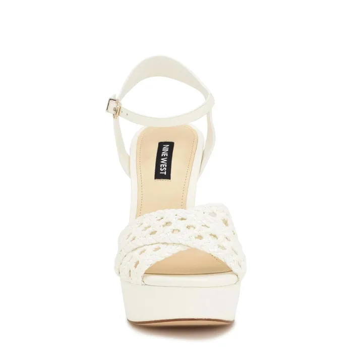 Grecia Platform Sandals White Women Nine West Heeled Grecia Platform Sandals White Women Nine West Heeled