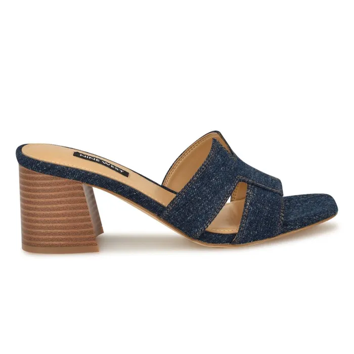 Griselda Block Heel Sandals Denim Women Nine West Heeled