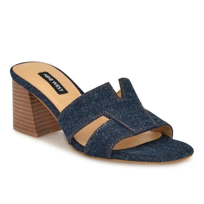 Griselda Block Heel Sandals Denim Women Nine West Heeled Griselda Block Heel Sandals Denim Women Nine West Heeled