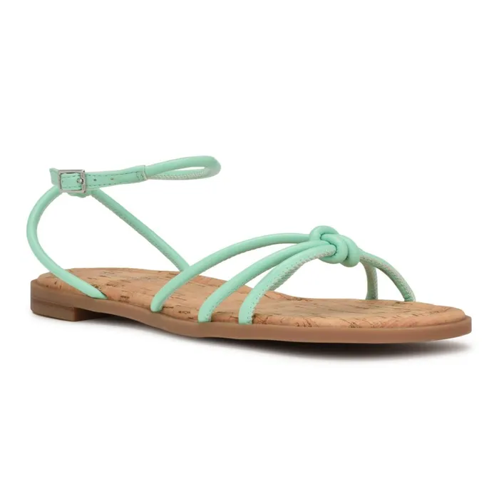 Hanklee Ankle Strap Flat Sandals Mint Green Women Nine West Flats Hanklee Ankle Strap Flat Sandals Mint Green Women Nine West Flats