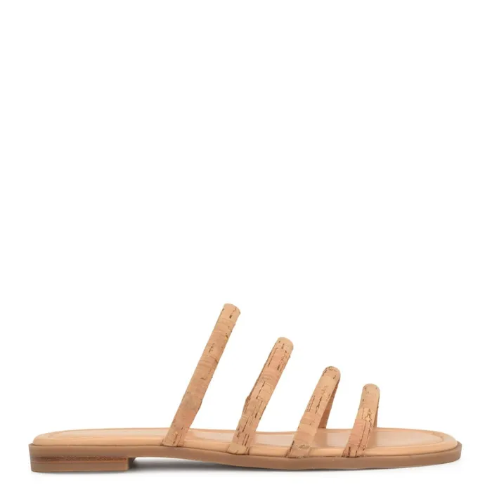 Hapily Flat Slide Sandals Natural Women Nine West Low Heel