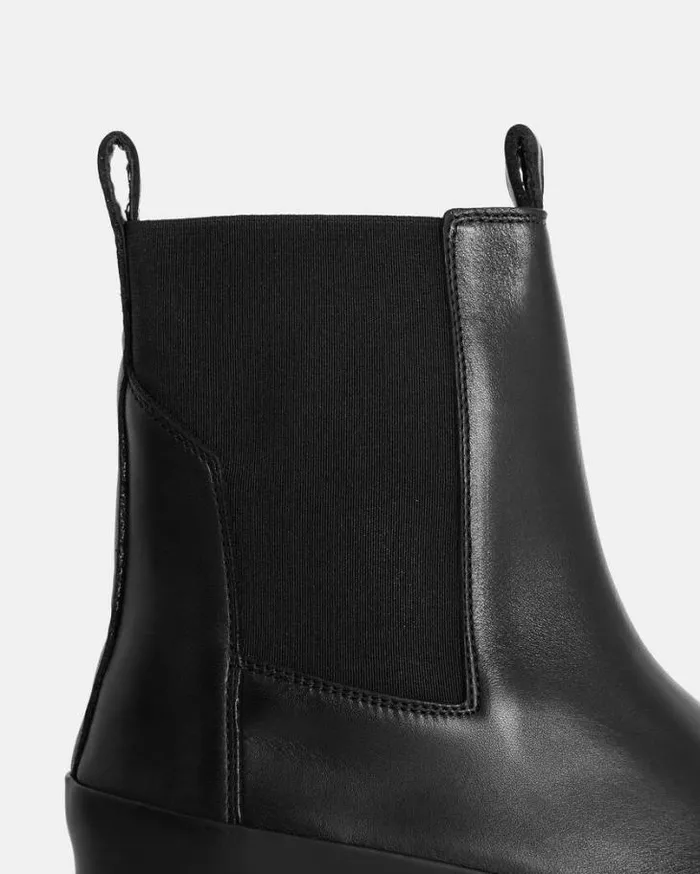 Harlee Chunky Leather Slip On Boots Black Women AllSaints Shoes and Boots