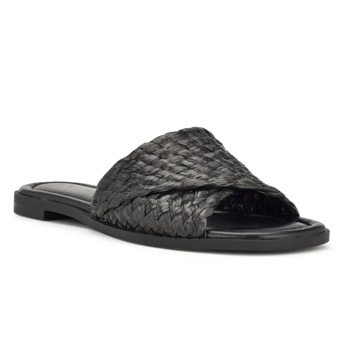 Havah Flat Slide Sandals Black Women Nine West Low Heel Havah Flat Slide Sandals Black Women Nine West Low Heel