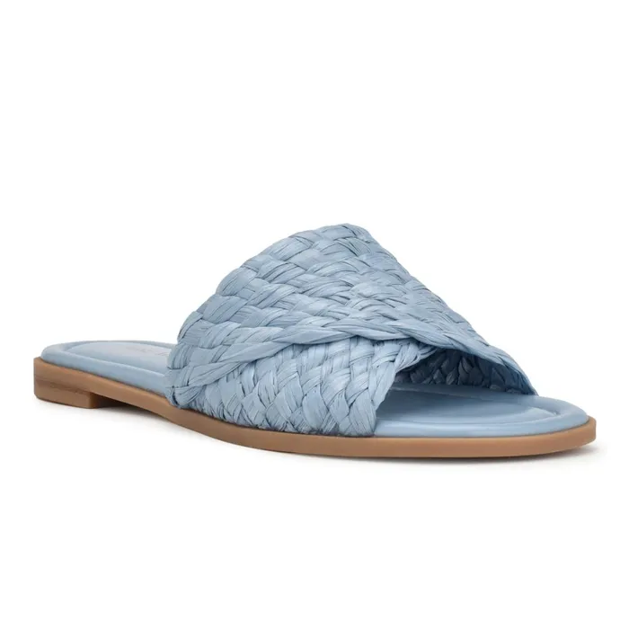 Havah Flat Slide Sandals Mist Blue Women Nine West Sandals Havah Flat Slide Sandals Mist Blue Women Nine West Sandals