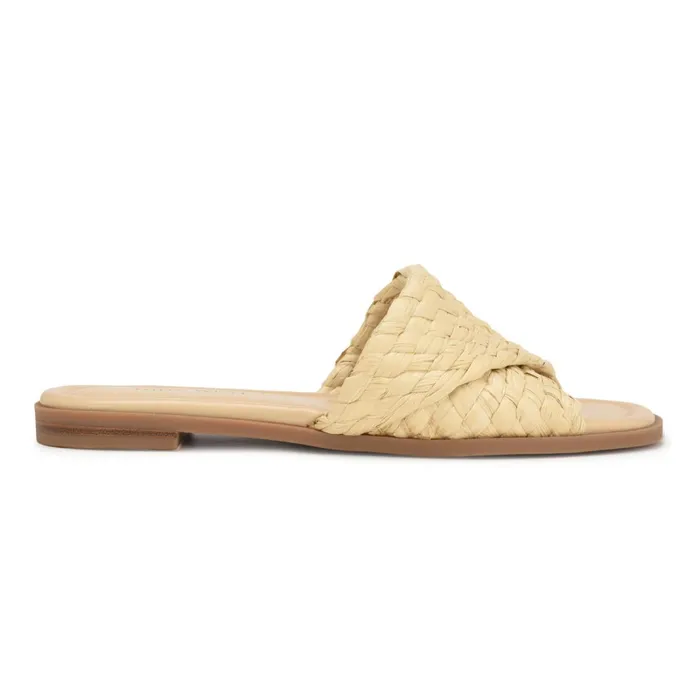Havah Flat Slide Sandals Natural Women Nine West Flats