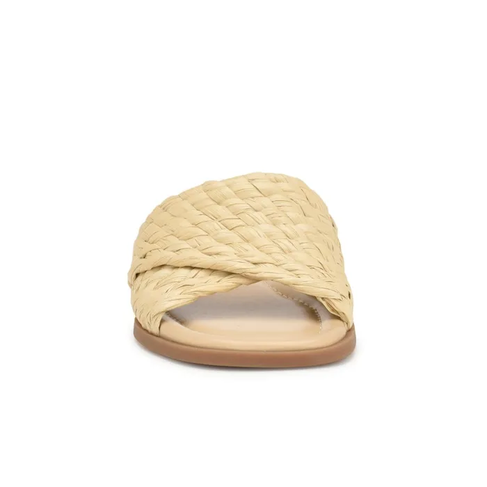 Havah Flat Slide Sandals Natural Women Nine West Flats Havah Flat Slide Sandals Natural Women Nine West Flats
