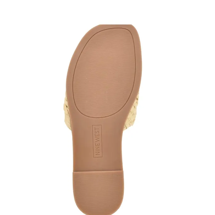 Havah Flat Slide Sandals Natural Women Nine West Flats Havah Flat Slide Sandals Natural Women Nine West Flats