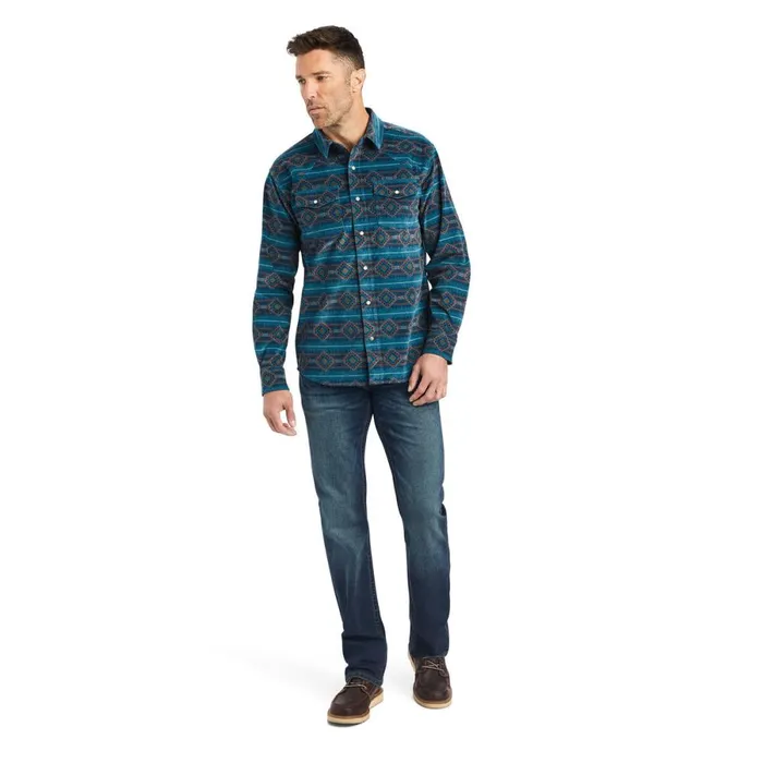 Hawkeye Corduroy Retro Fit Shirt Sylvan Teal Men Ariat Button Down Shirts Hawkeye Corduroy Retro Fit Shirt Sylvan Teal Men Ariat Button Down Shirts