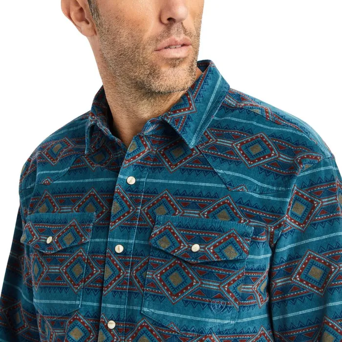 Hawkeye Corduroy Retro Fit Shirt Sylvan Teal Men Ariat Button Down Shirts Hawkeye Corduroy Retro Fit Shirt Sylvan Teal Men Ariat Button Down Shirts