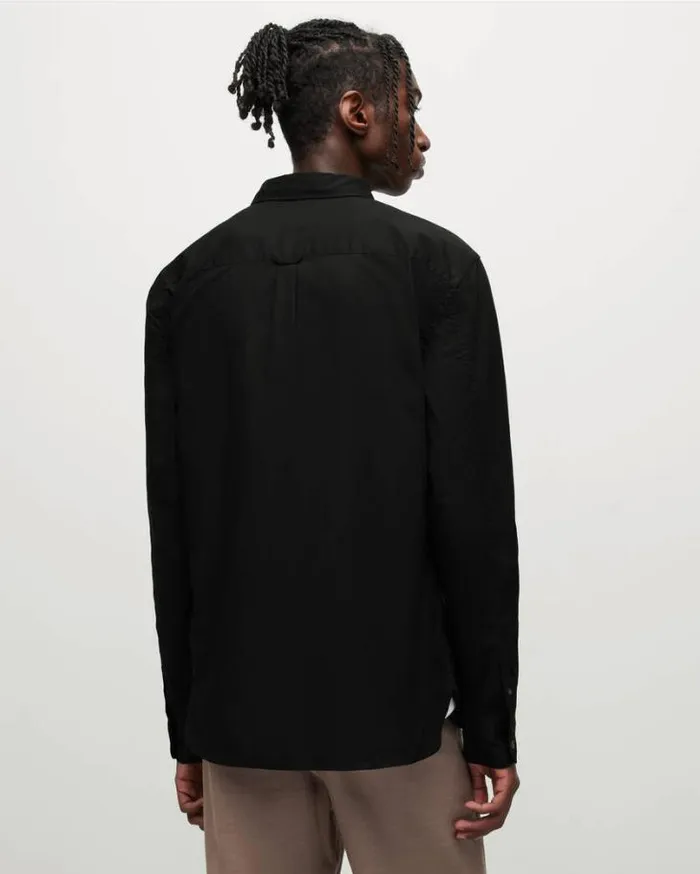 Hawthorne Ramskull Slim Stretch Fit Shirt Black Men AllSaints Shirts